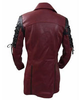 Men's Handmade Victorian Style Metrix Trench Coat - Halloween Dracula Red Leather Trench Coat for Men - MNCLeather